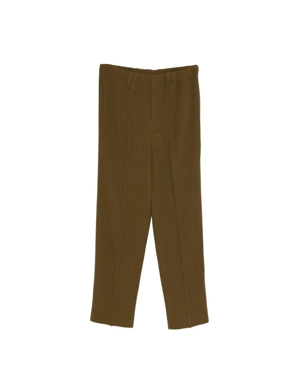 Homme Plissé Issey Miyake Green Pantalon Tuxedo À Design Plissé for men