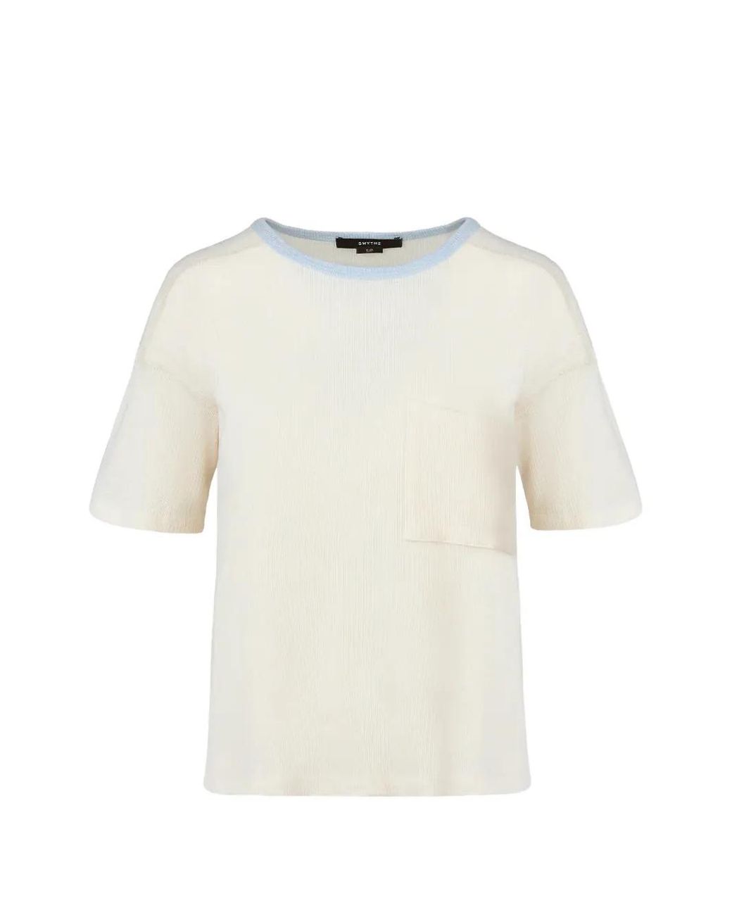 Smythe White T-Shirt Côtelé À Détail De Poche
