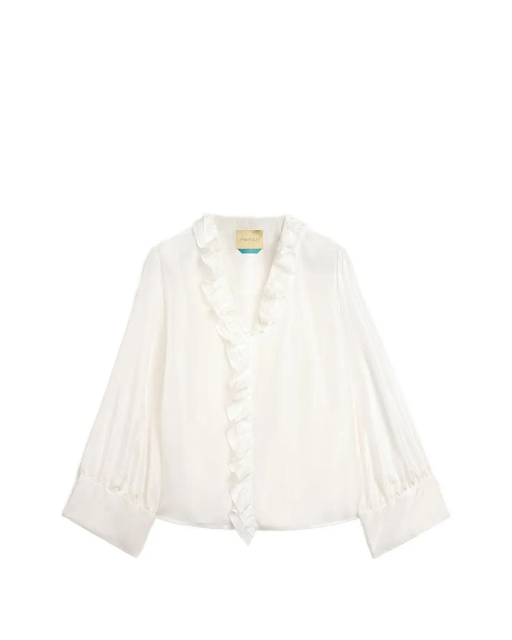 Momoní White Blouse En Soie Montoya À Volants