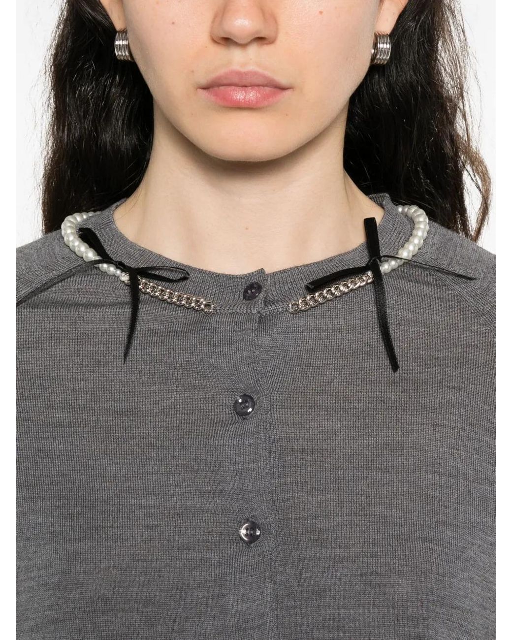 Simone Rocha Gray Merino Wool Cardigan