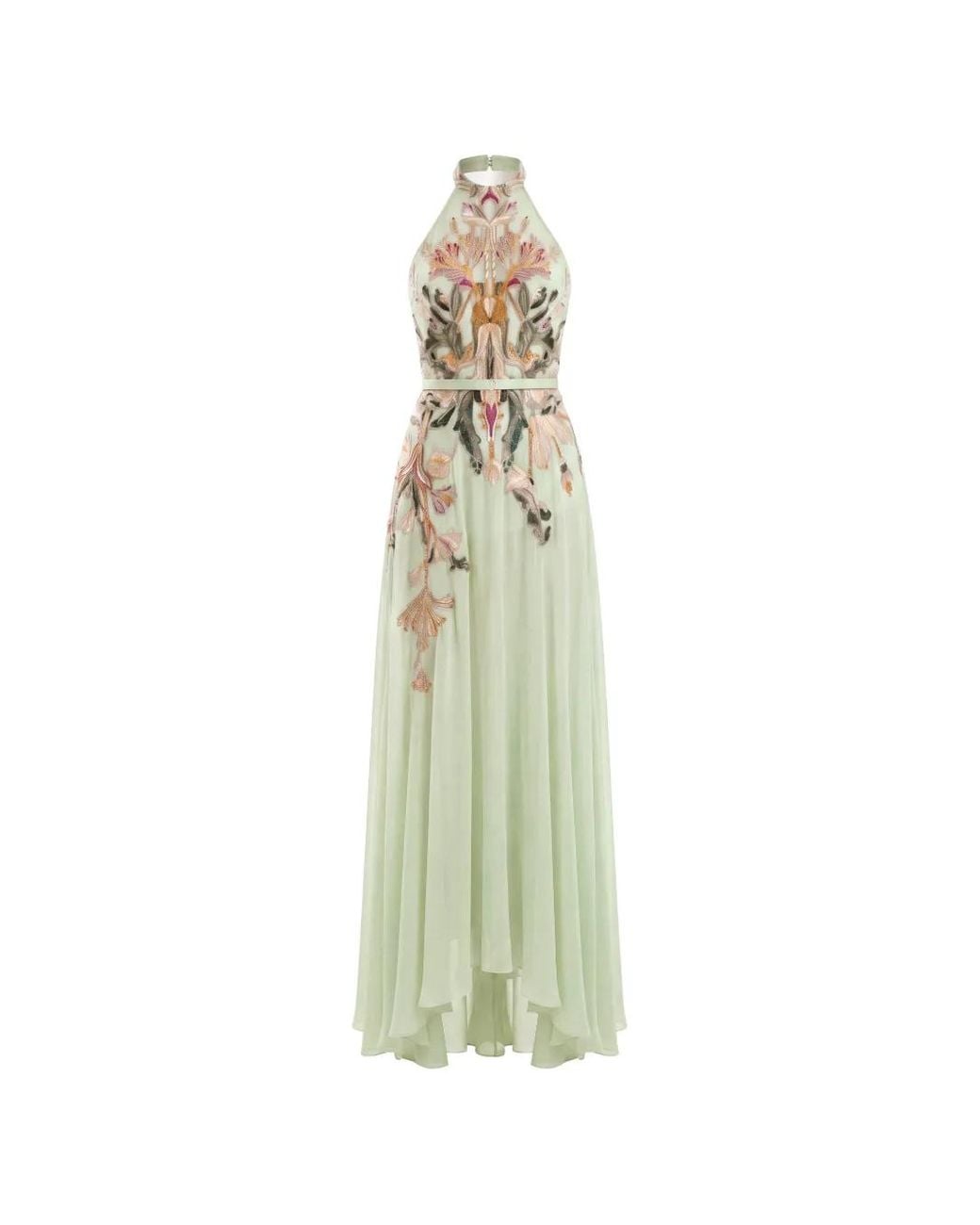 Saiid Kobeisy White Embroidered Halterneck Evening Dress
