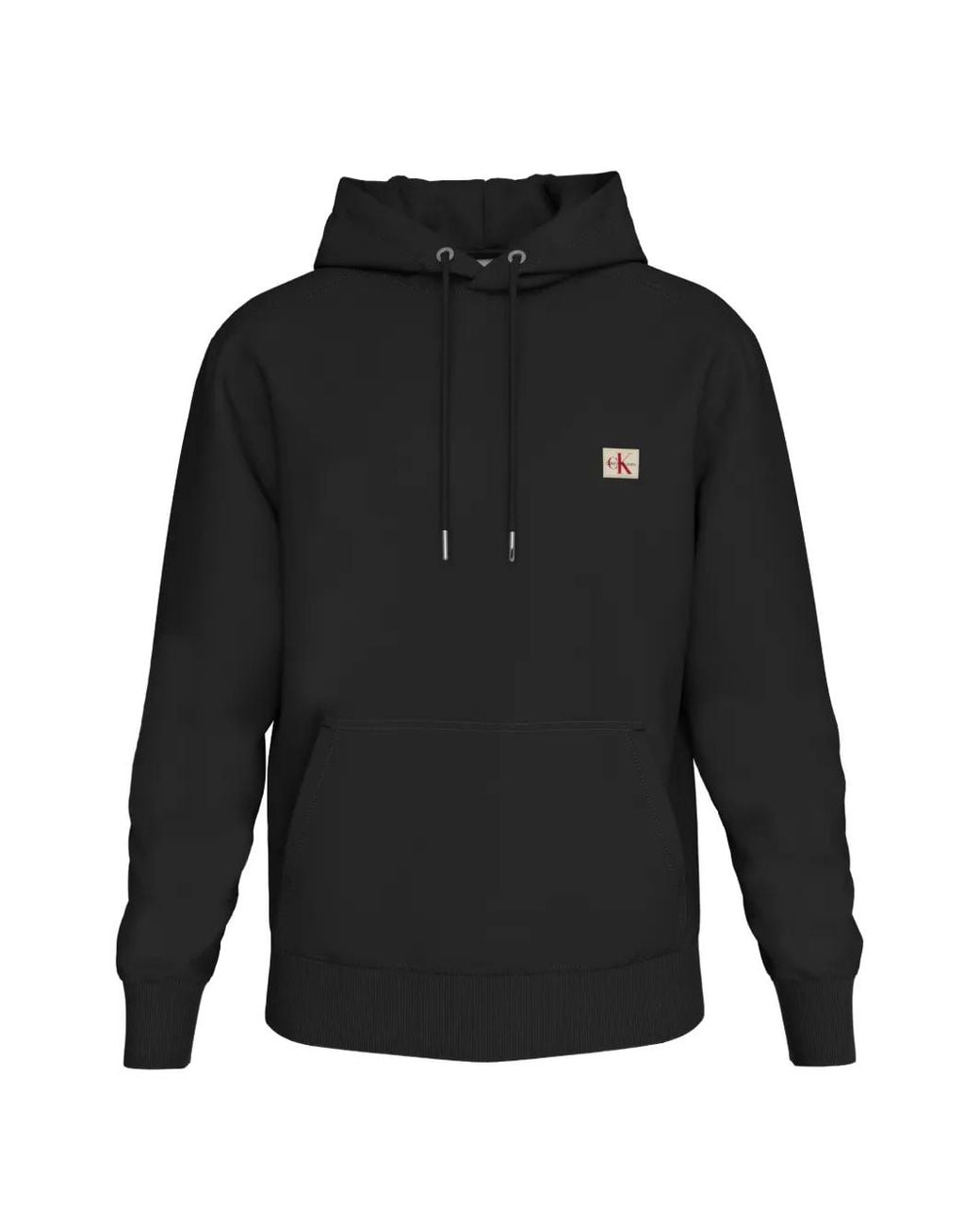 Calvin Klein Black Logo-Patch Hoodie for men