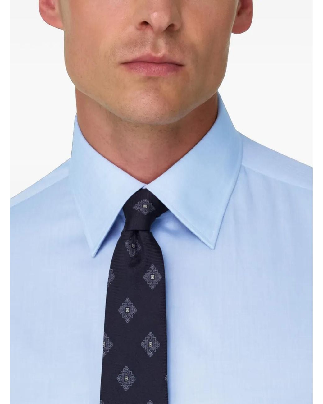 Boggi Blue Herringbone Cotton Muslin Shirt Regular Fit for men