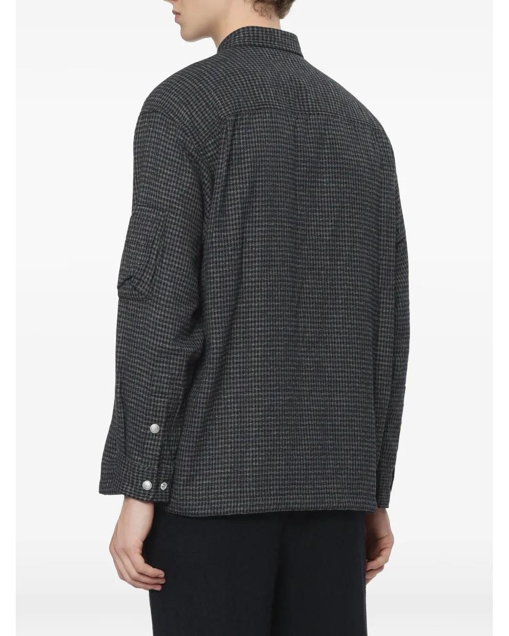 Comme des Garçons Black Houndstooth-Pattern Quarter-Zip Polo Shirt for men