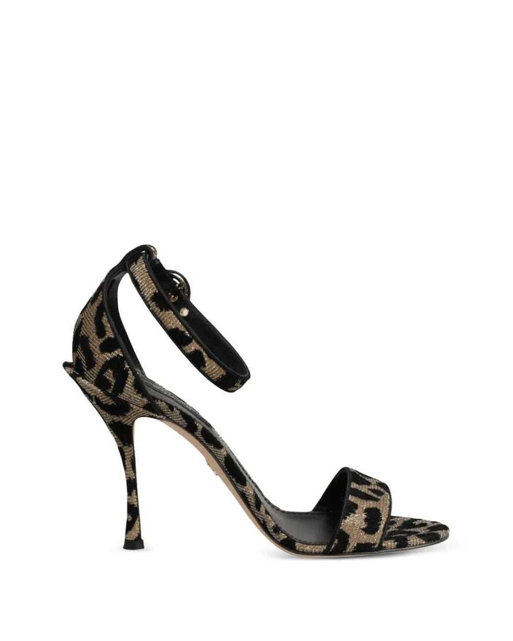 Dolce & Gabbana Black Leopard-Print Ankle-Strap Sandals