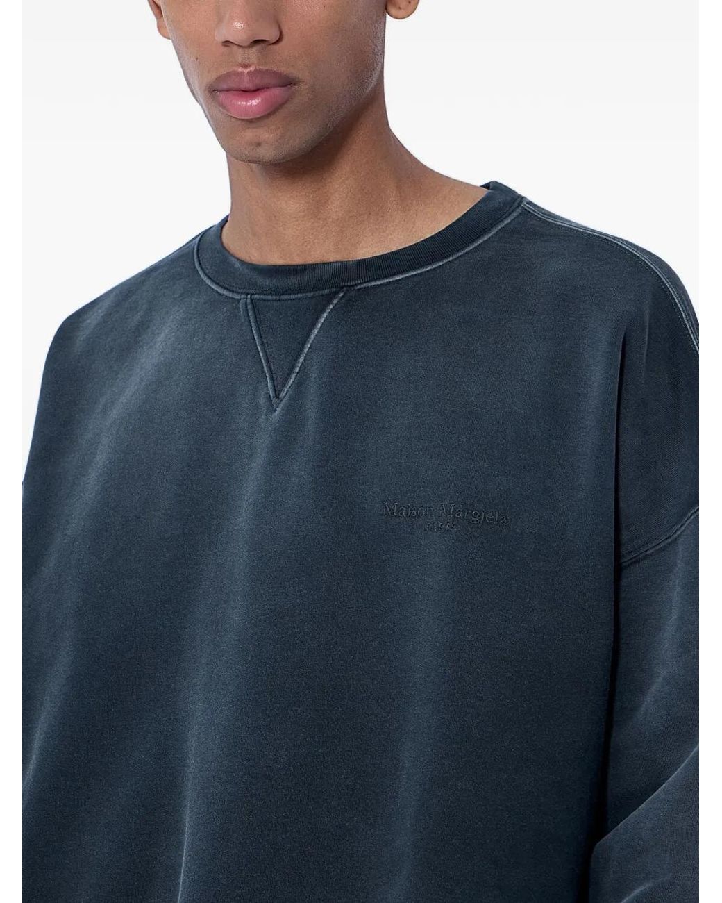 Maison Margiela Blue Cotton Sweater for men