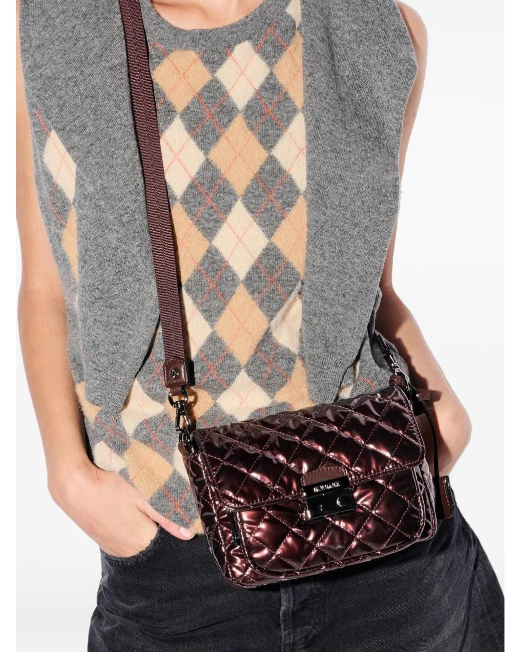MZ Wallace Purple Small Crosby Lock Cross Body Bag