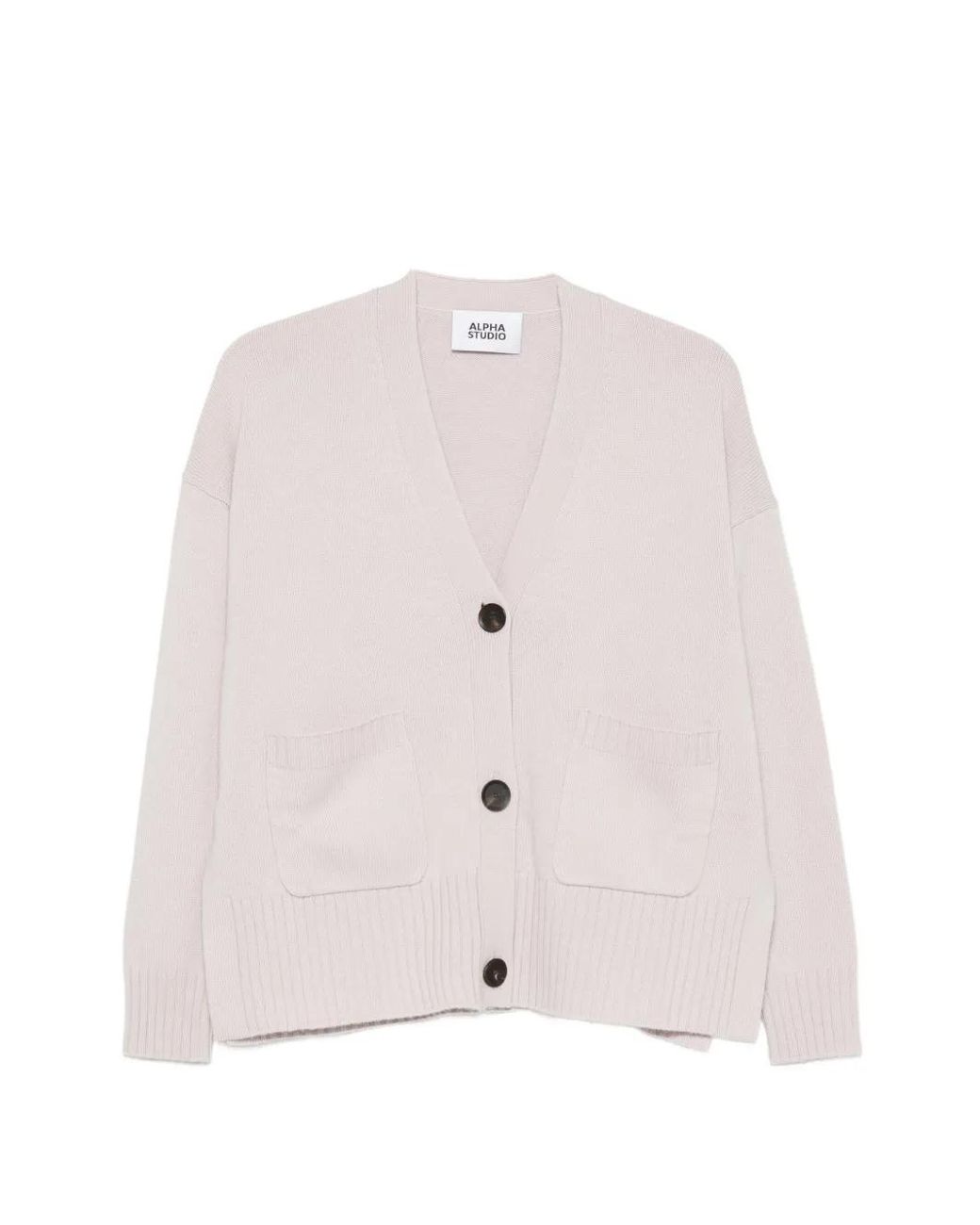 Alpha Studio Pink Patch-Pocket V-Neck Cardigan