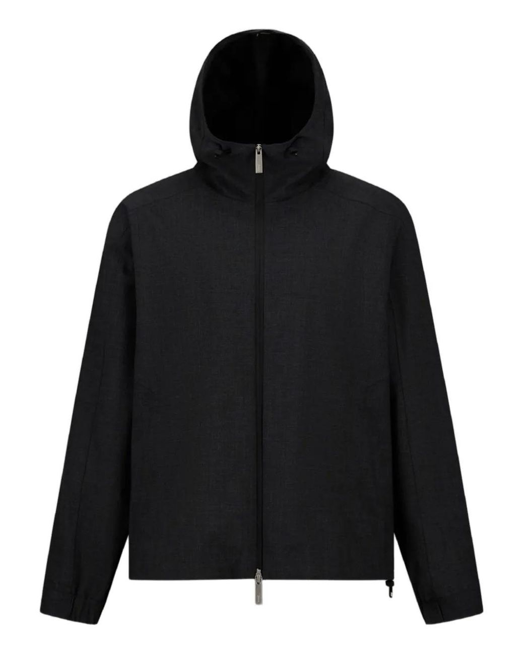 Herno Black Hooded Zip-Front Jacket for men