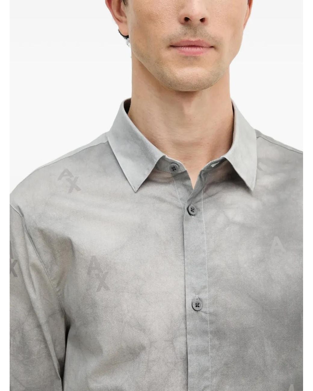 ARMANI EXCHANGE Gray Long-Sleeve Button-Fastening Shirt for men