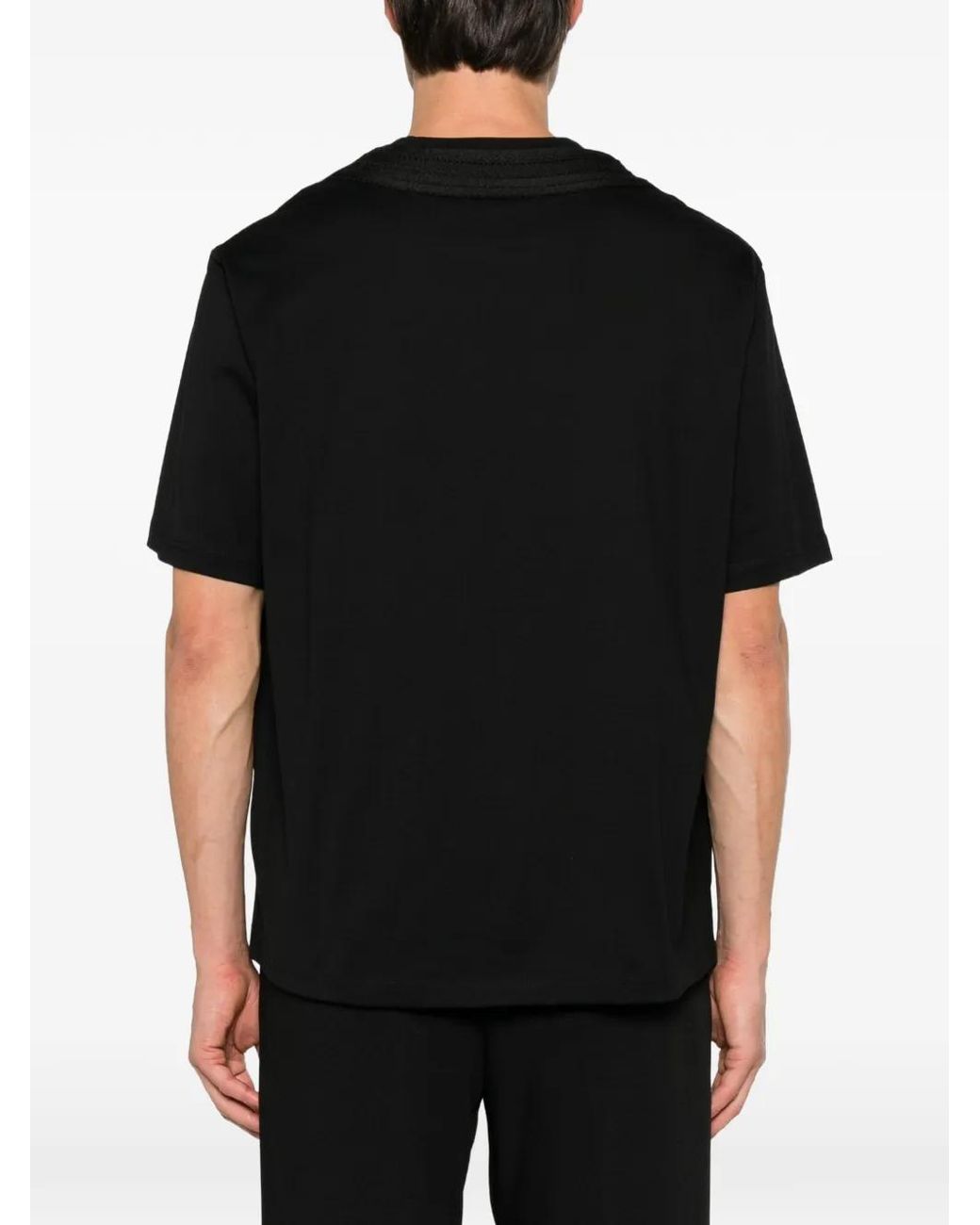 Low Brand Black Ribbed-Trim T-Shirt for men