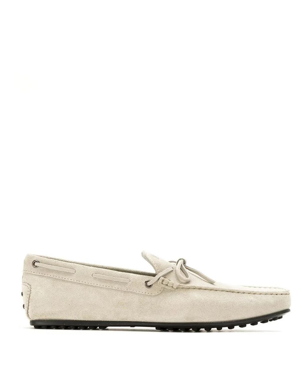 Tod's White Gommino Suede Driving Shoes for men