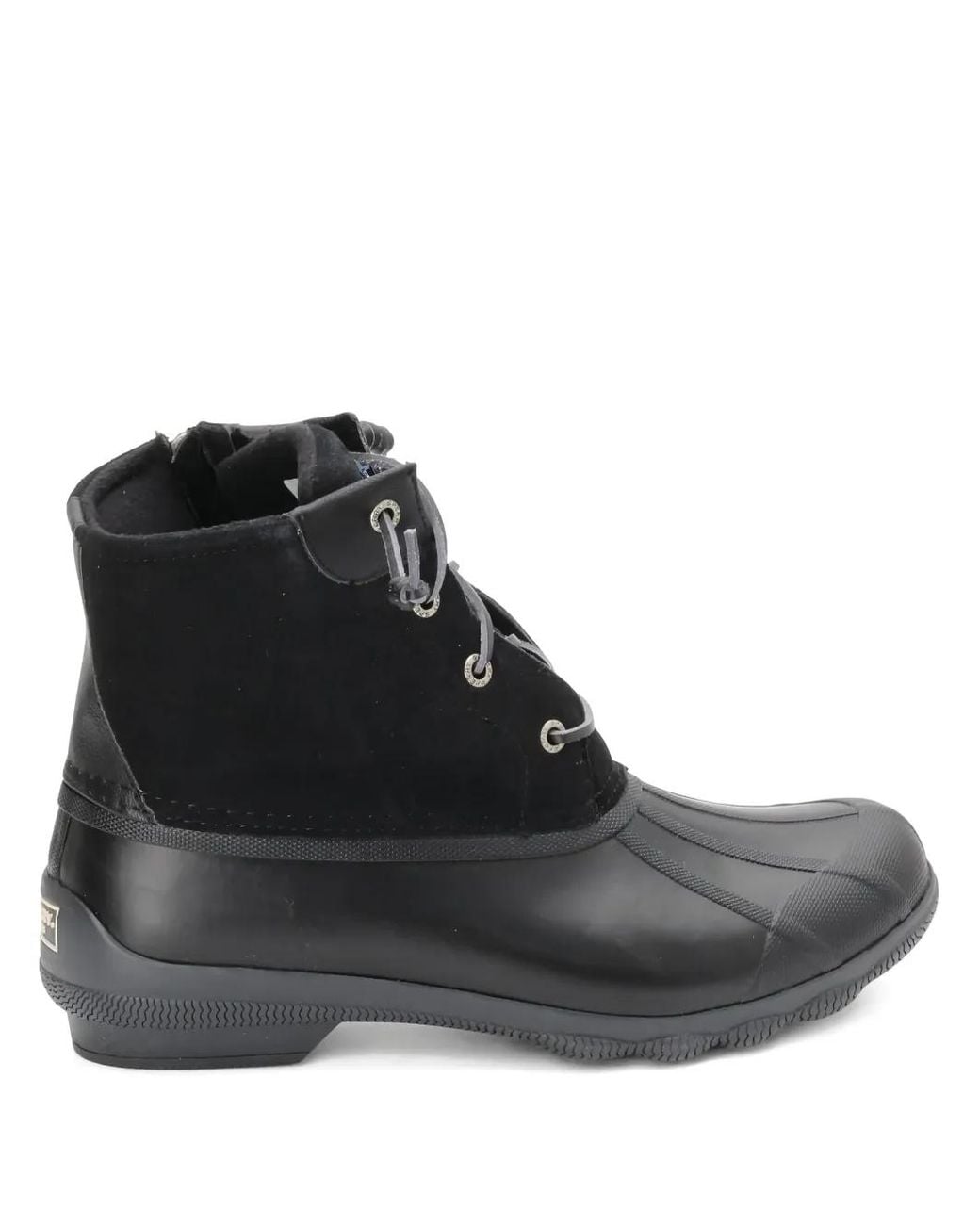 Sperry Top-Sider Black Lace-Up Rain Boots