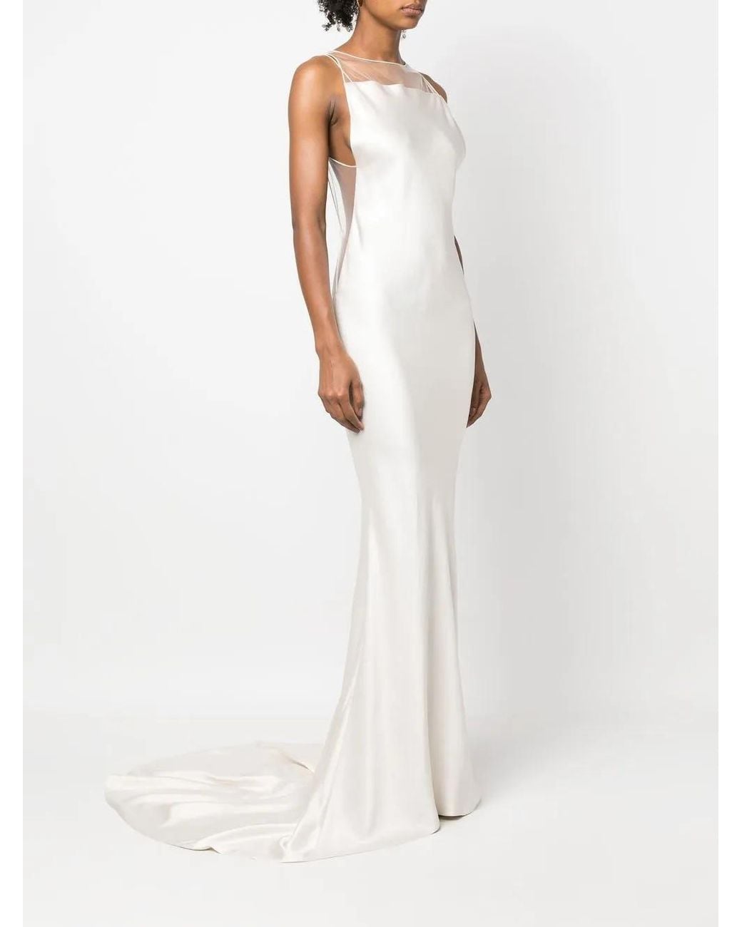 Maison Margiela White Satin Fishtail Gown