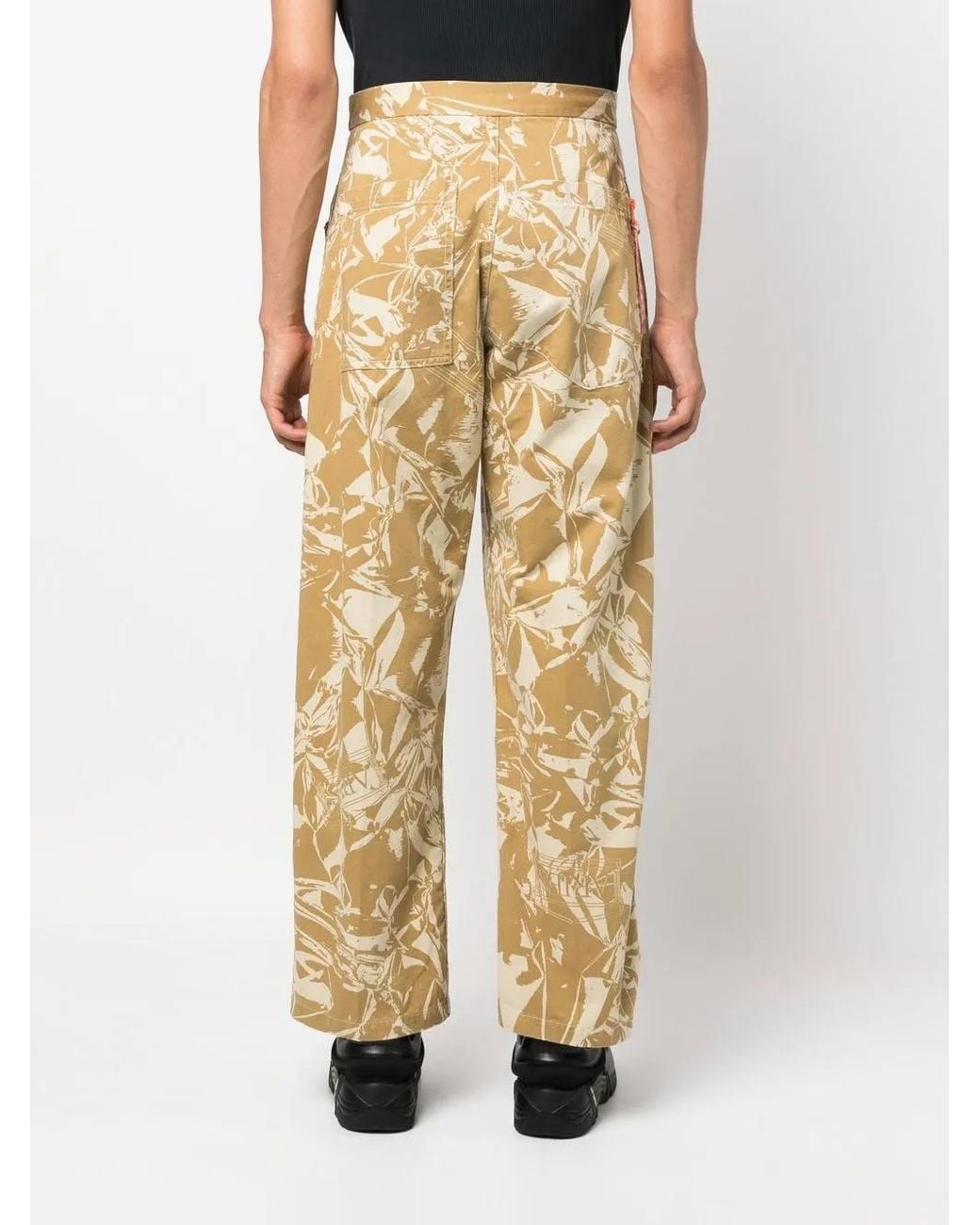 Aries Natural Graphic-Print Cotton Twill Trousers for men