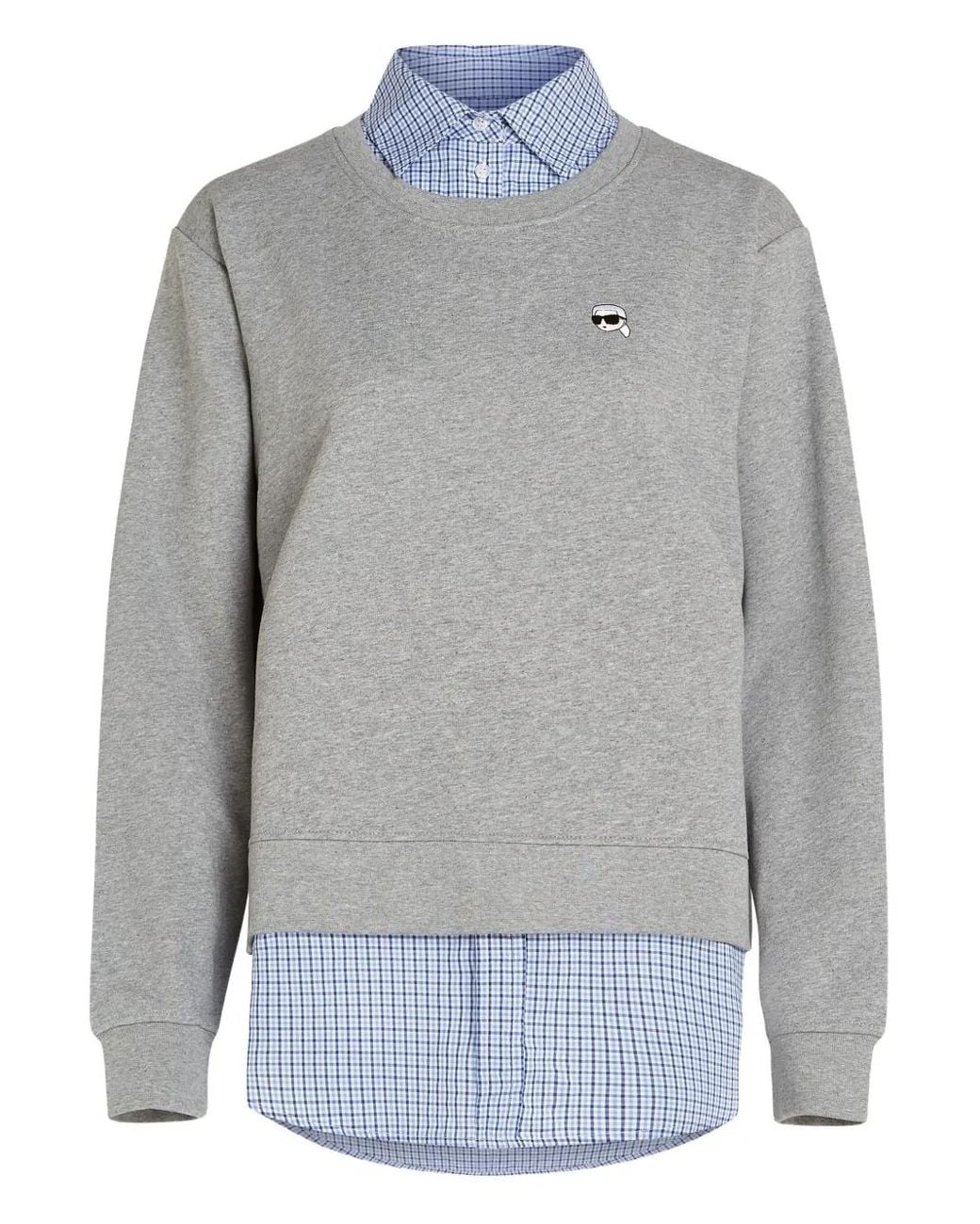 Karl Lagerfeld Gray Ikon Layered Sweatshirt