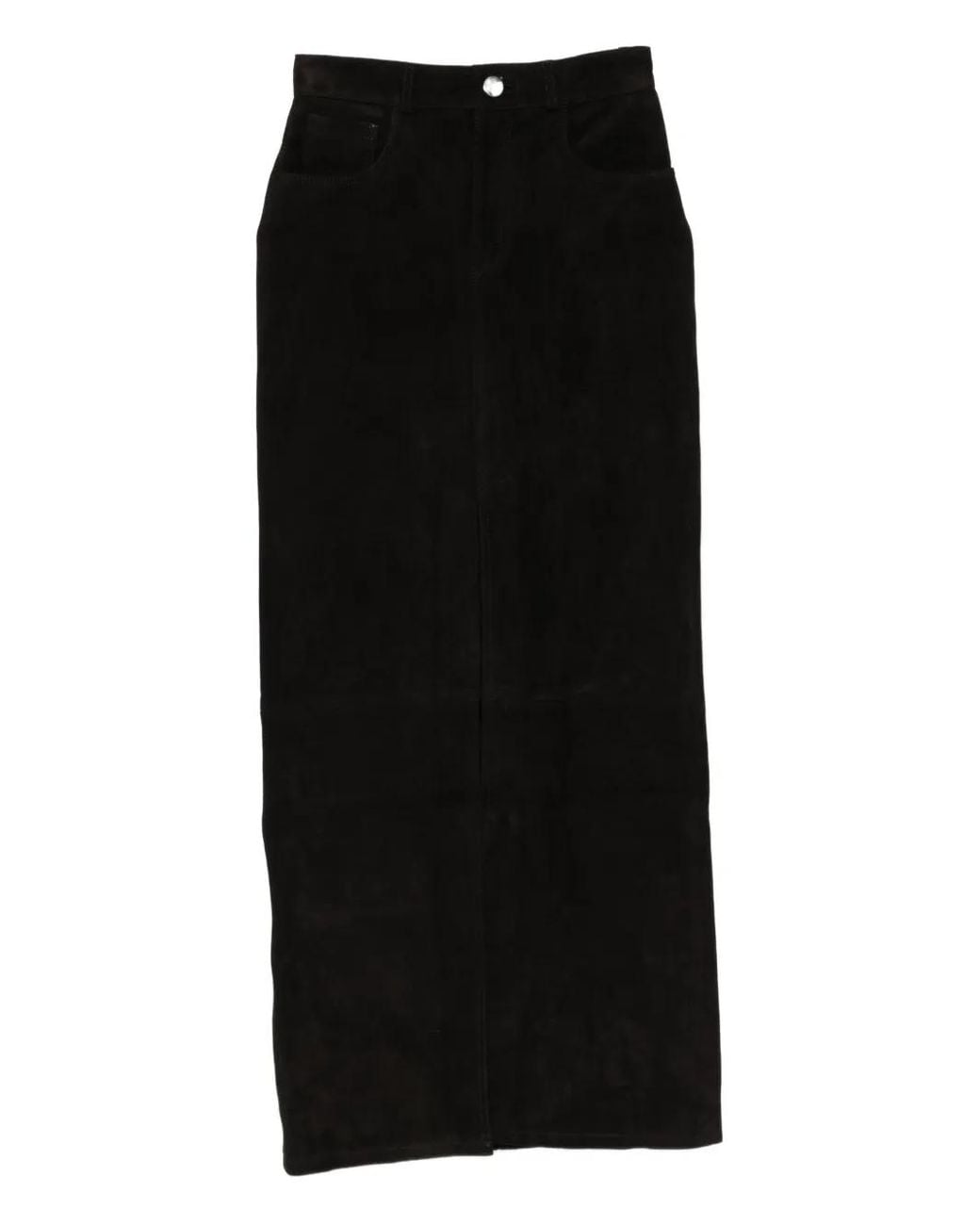 DUCIE Black Chicago Suede Maxi Skirt