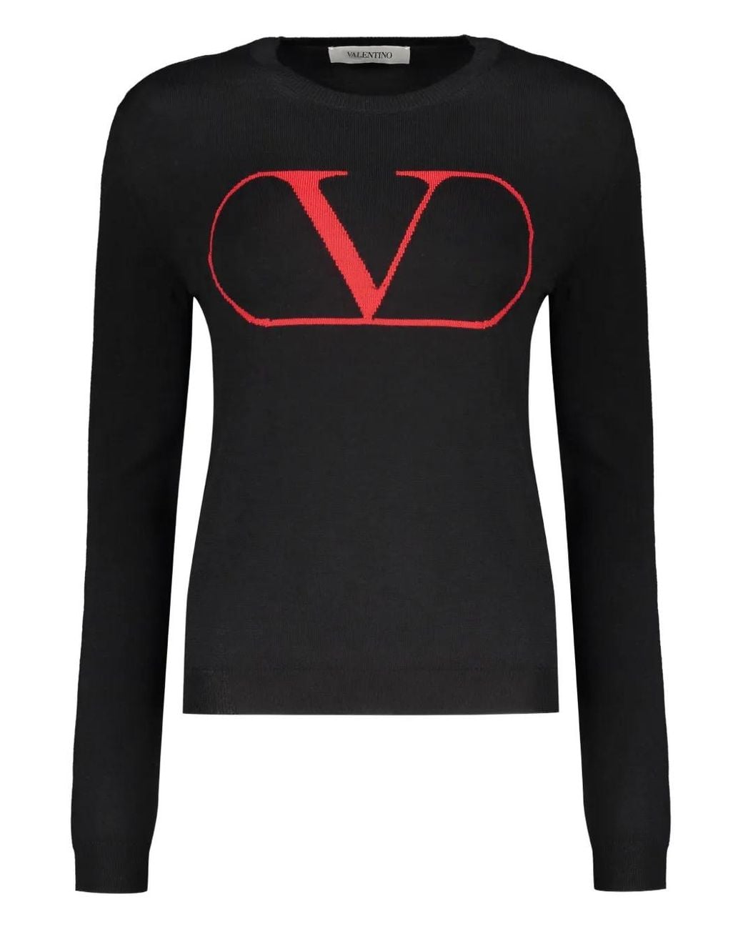 Valentino Garavani Black Intarsia-Knit Logo Jumper