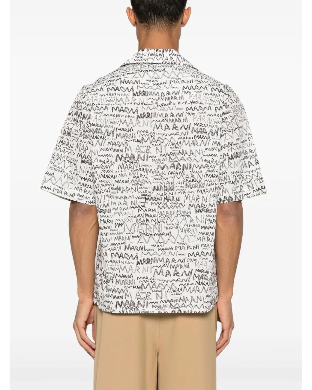 Marni White Pencil Logo-Print Shirt for men