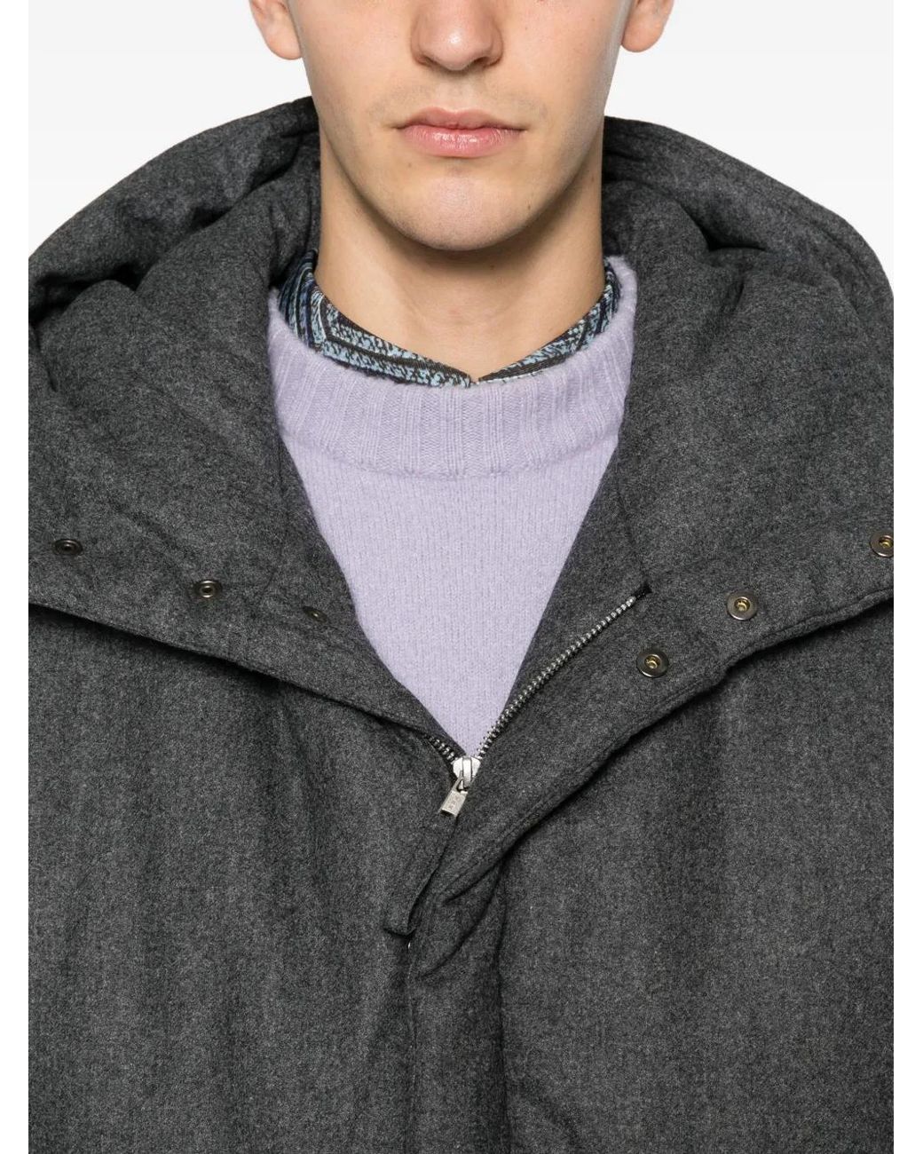LC23 Gray Hooded Padded Jacket for men