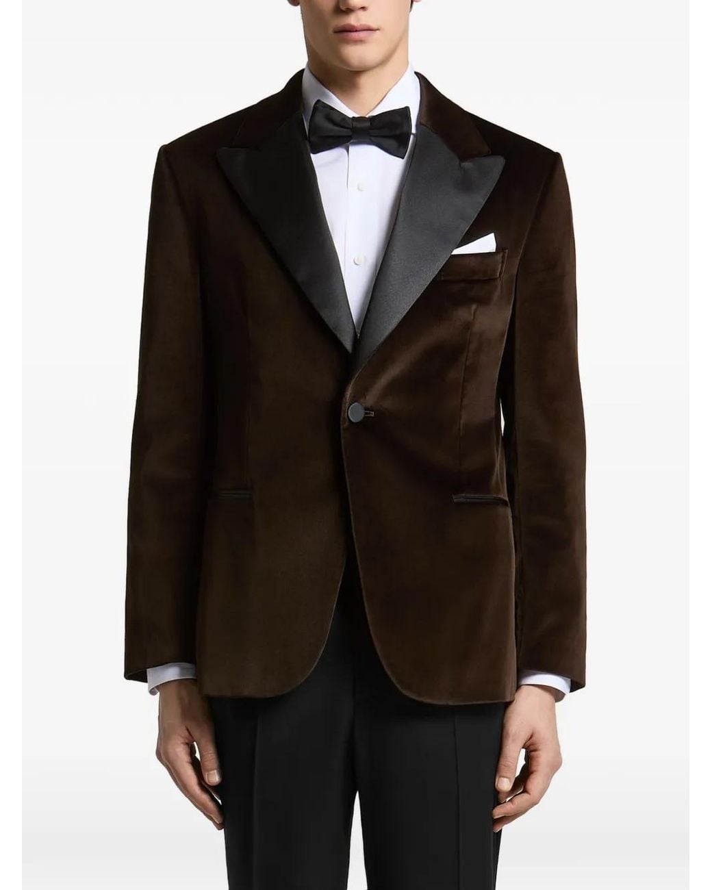 Peserico Black Velvet Peak-Lapel Blazer for men