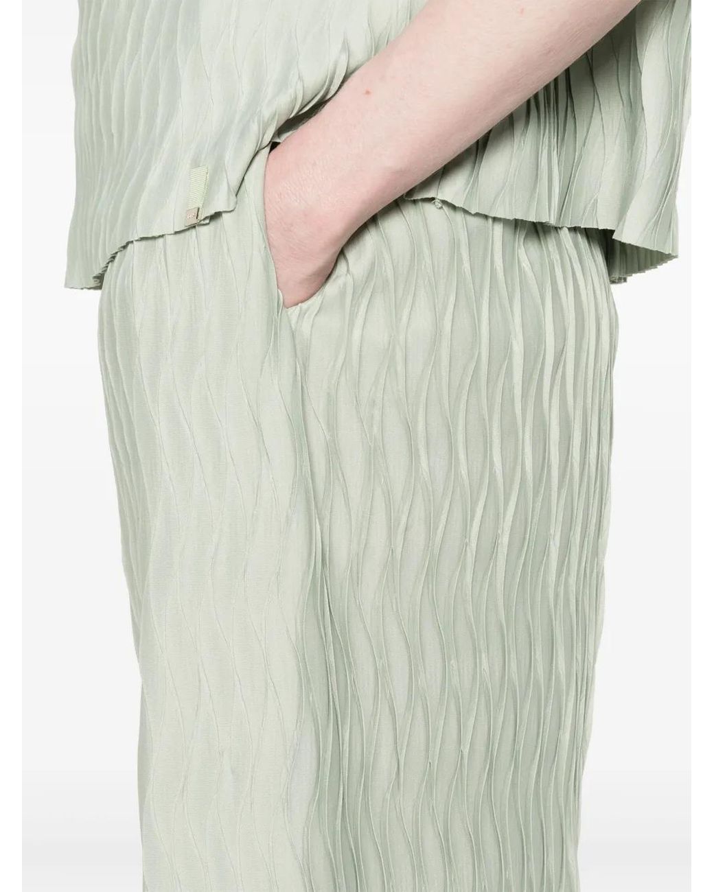 Herno White Wrinkled-Effect Trousers