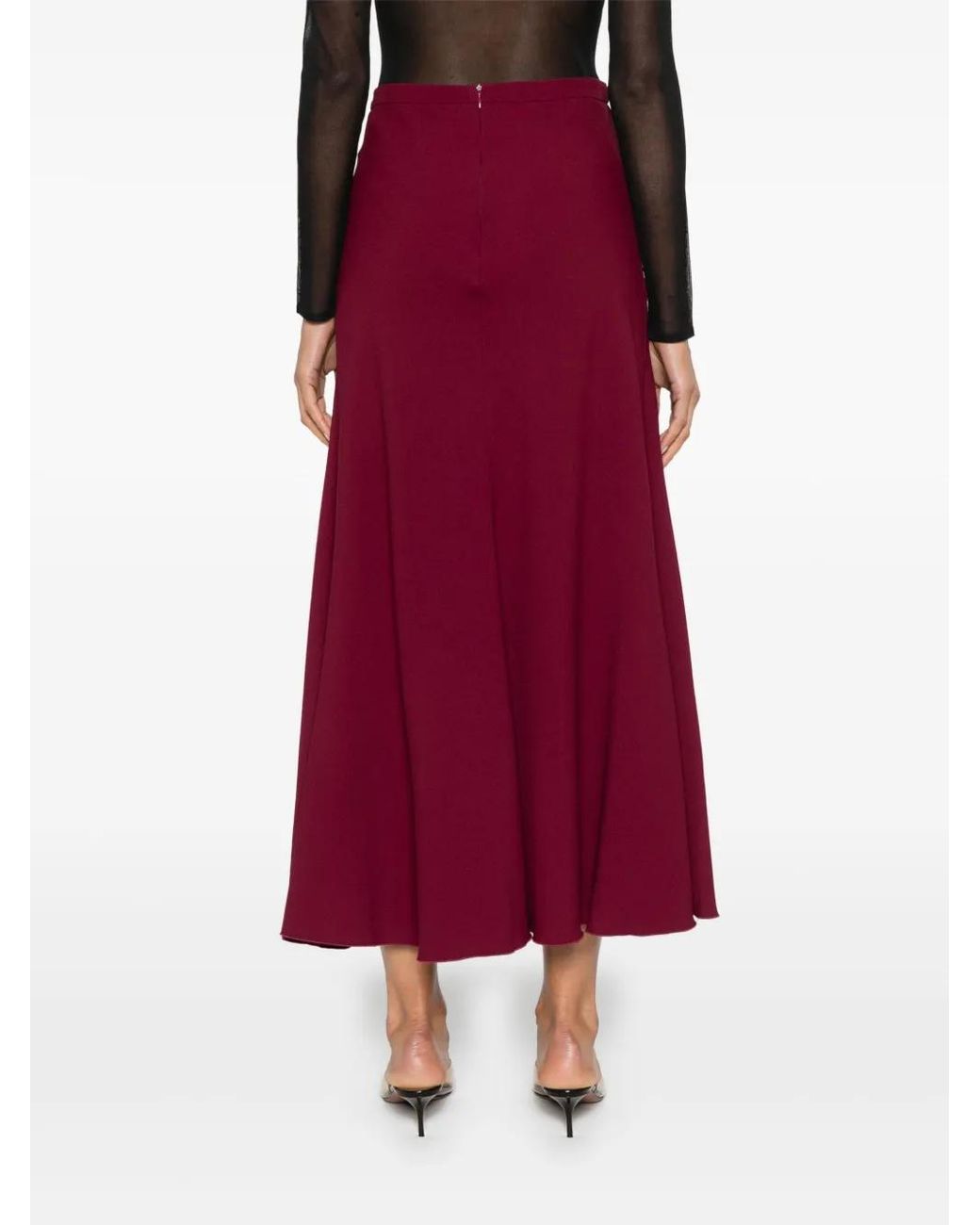 Giambattista Valli Red Crepe Maxi Skirt