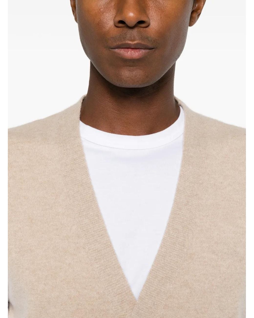 Daniele Fiesoli Natural Cashmere V-Neck Vest for men