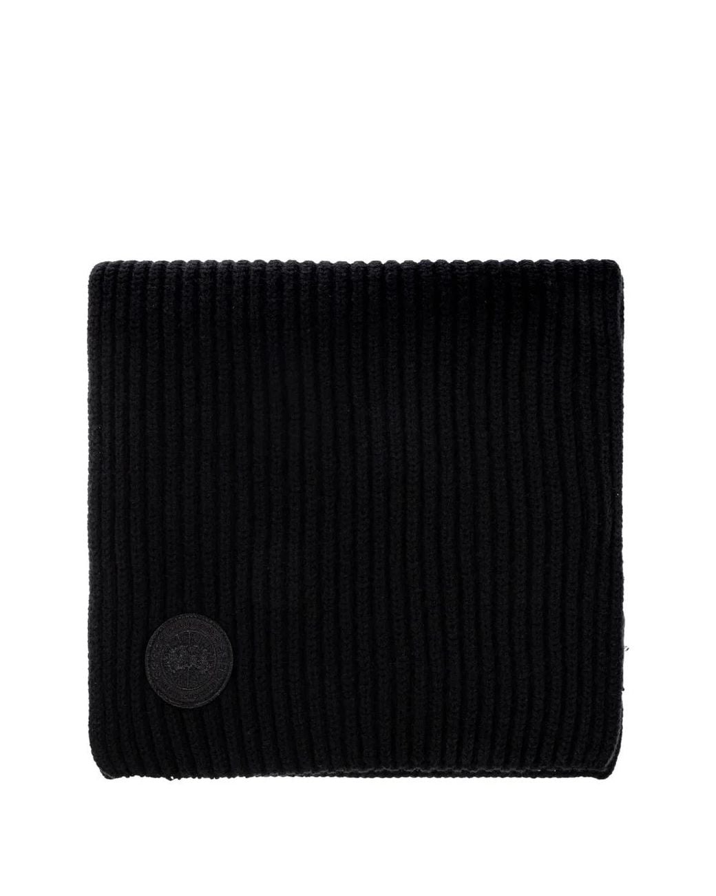 Canada Goose Black Ribbed Logo-Patch Scarf