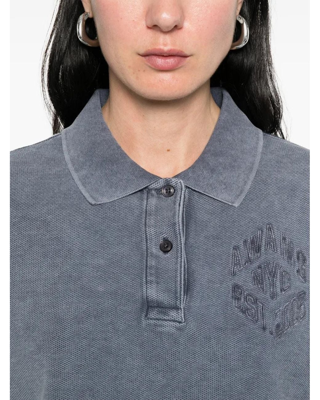 Alexander Wang Blue Cropped Oversized Polo Shirt