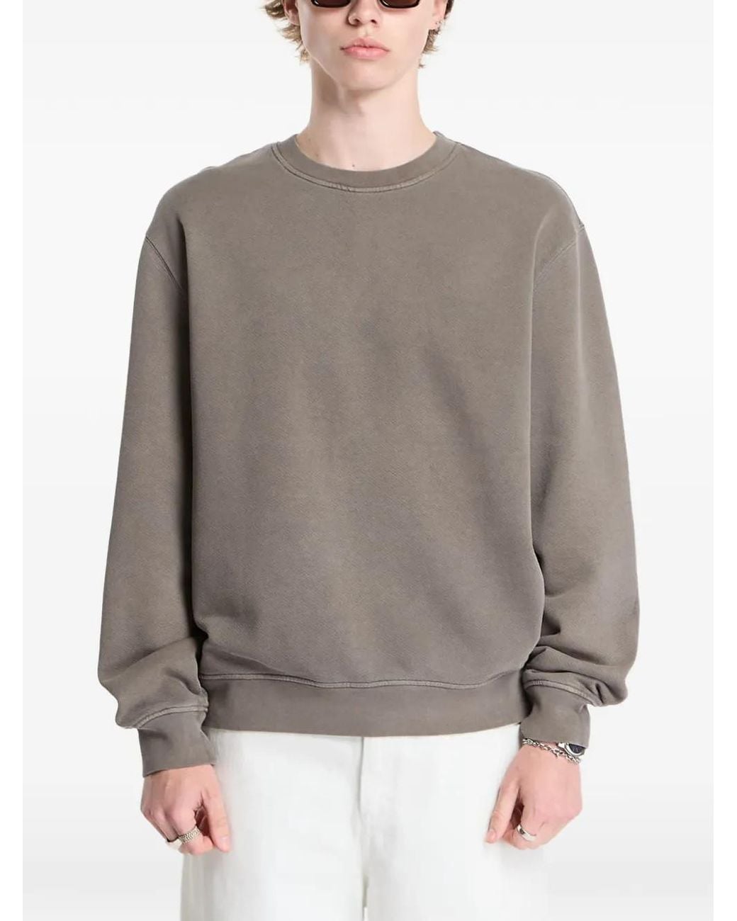 A.P.C. Gray Logo-Print Crew-Neck Sweater for men