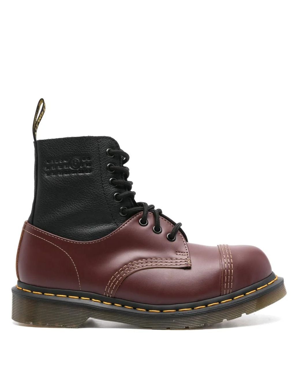 MM6 by Maison Margiela Brown Ankle-Length Color-Block Lace-Up Boot