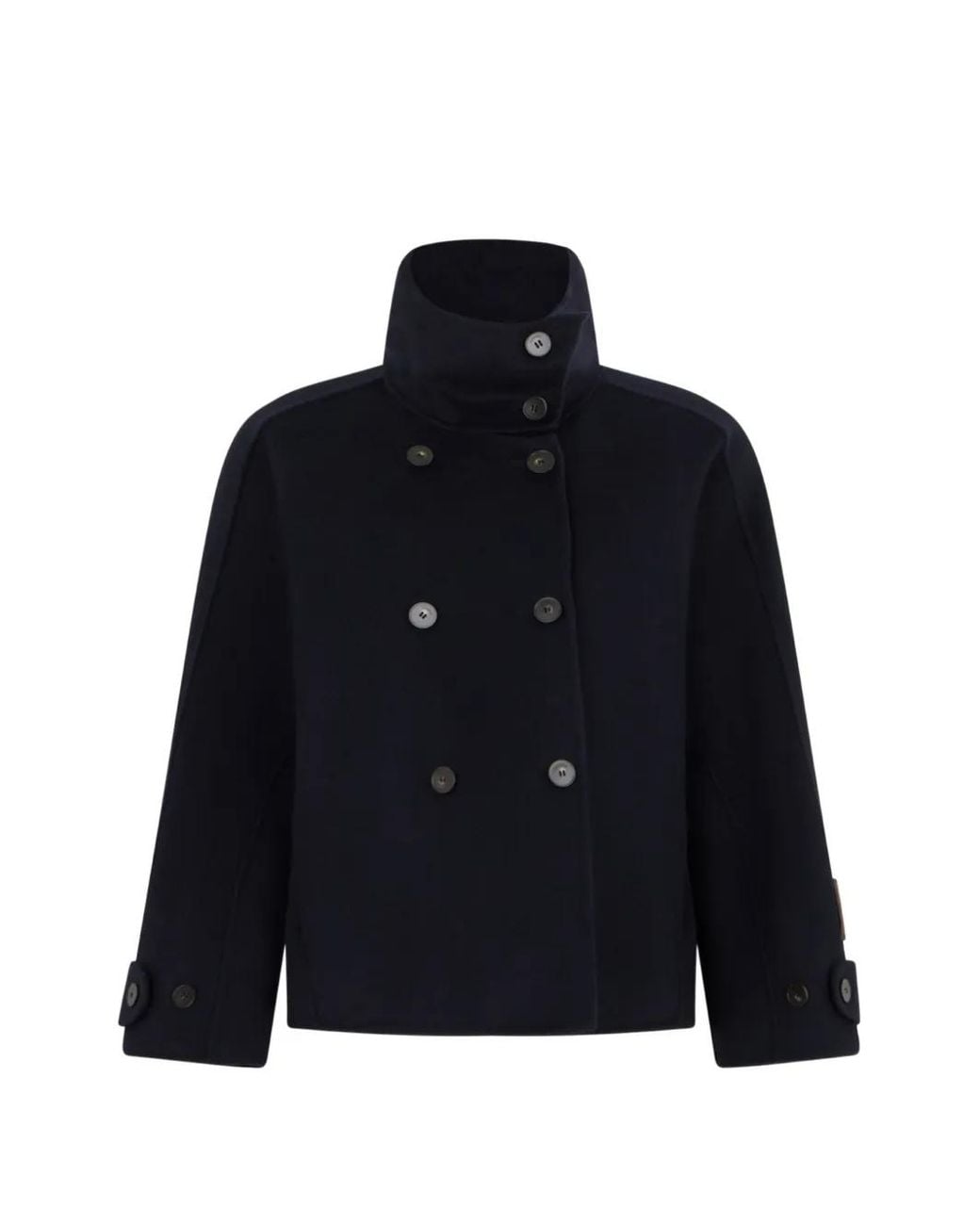 Slowear Blue Double-Breasted High-Neck Jacket