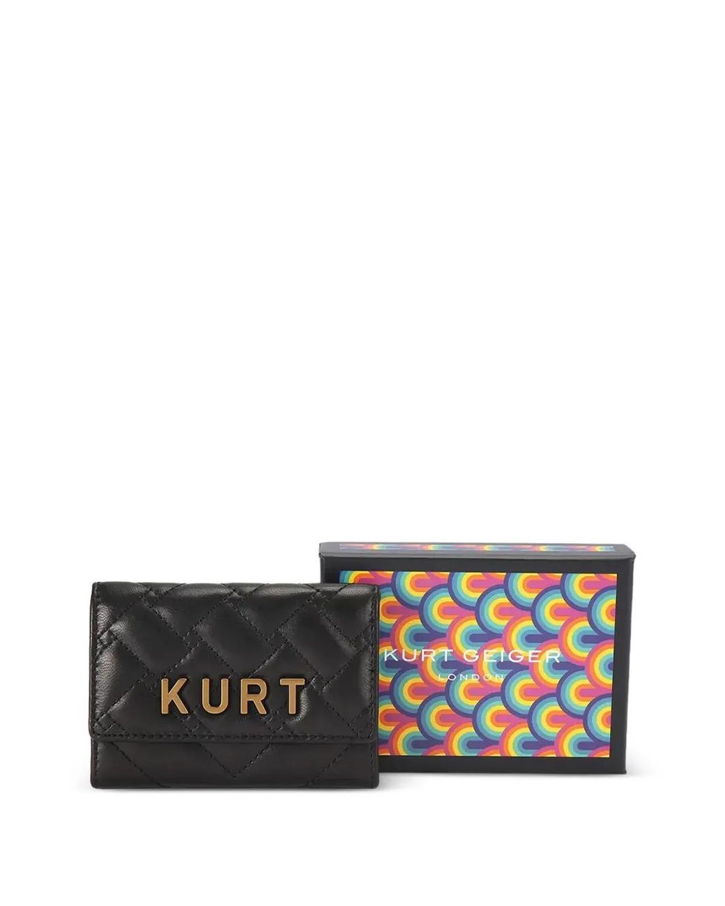 Kurt Geiger Black Gestepptes Kartenetui mit Logo-Schild