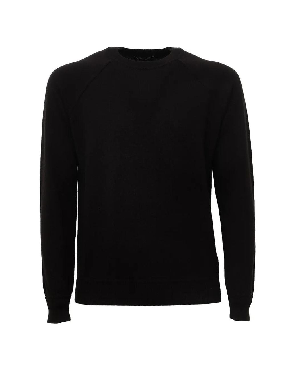 FILIPPO DE LAURENTIIS Black Raglan-Sleeve Crew-Neck Sweater for men