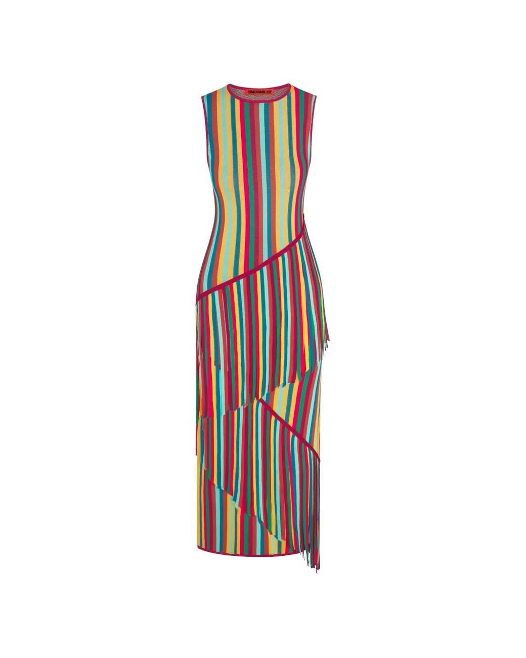 Simon Miller White Spiral-Knit Fringed Maxi Dress