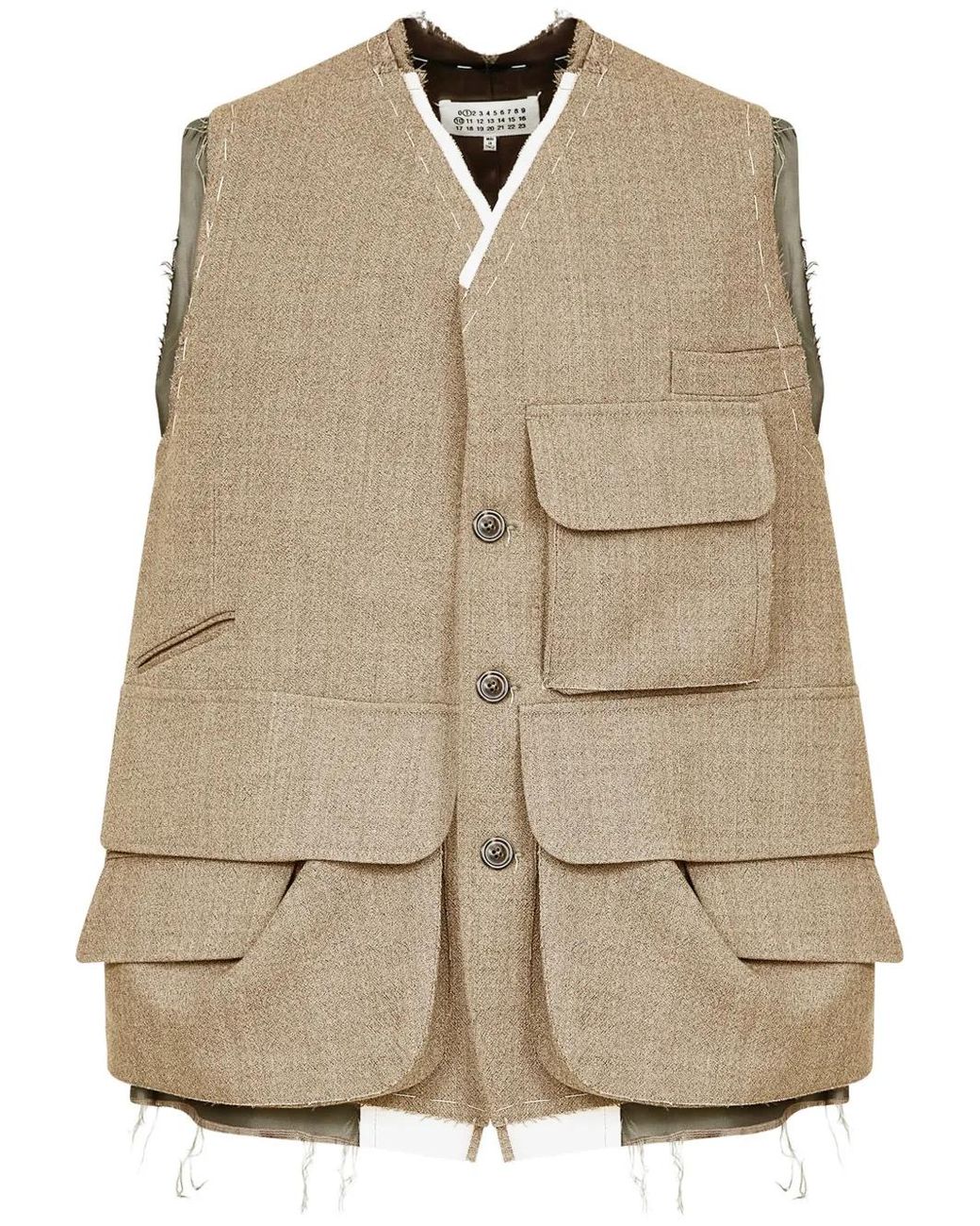 Maison Margiela Natural Wool Vest With Cargo Pockets for men