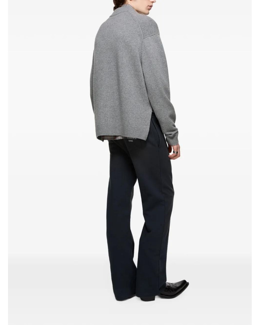 Acne Gray Embroidered Button Cardigan for men