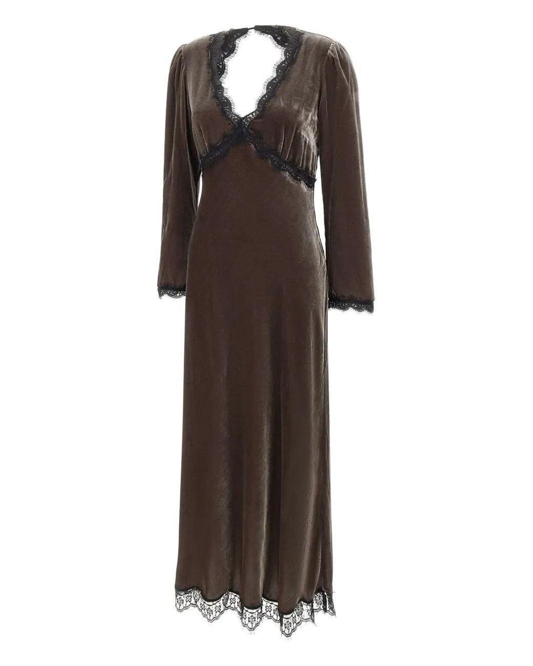 Rixo Brown Alesha Lace-Trim Dress