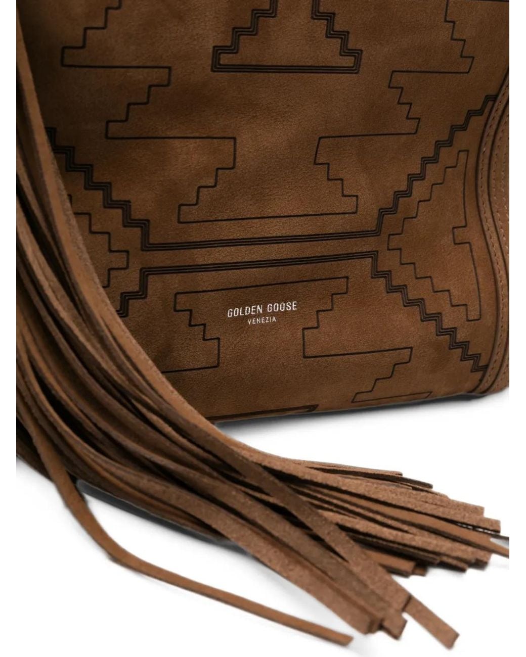 Golden Goose Deluxe Brand Brown Geometric-Pattern Tassel-Detail Tote Bag