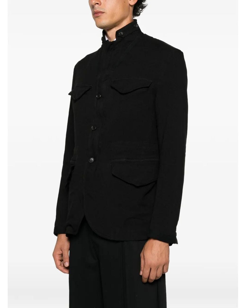 Junya Watanabe Black Veste Boutonnée À Col Montant for men