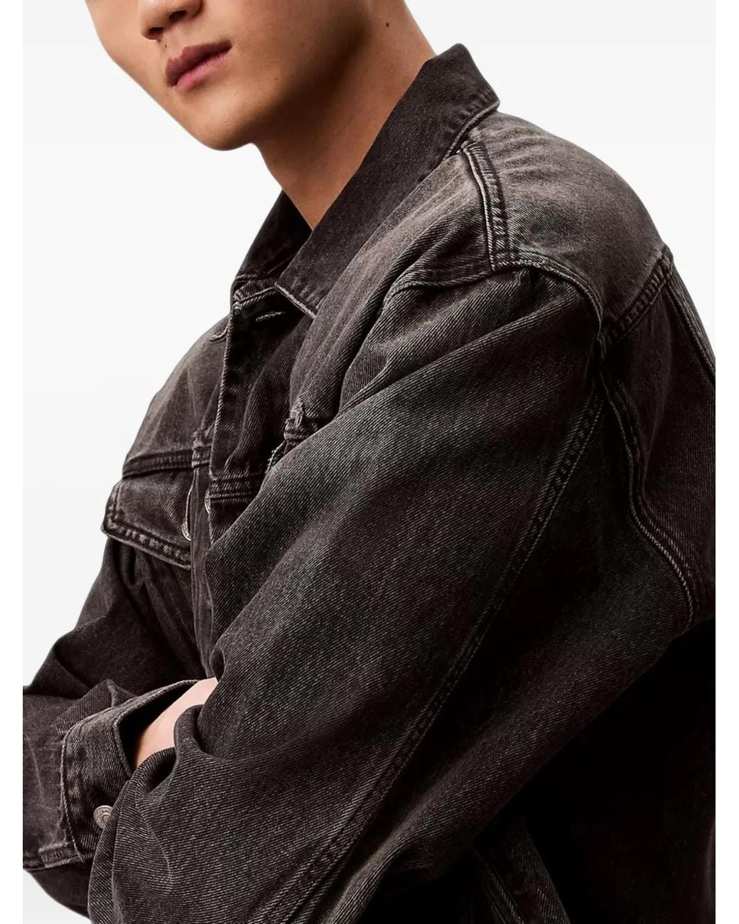 Calvin Klein Black Cotton Denim Jacket for men