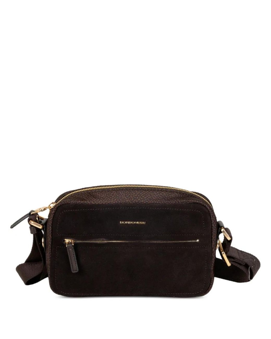 Borbonese Black Sac À Bandoulière À Plaque Logo