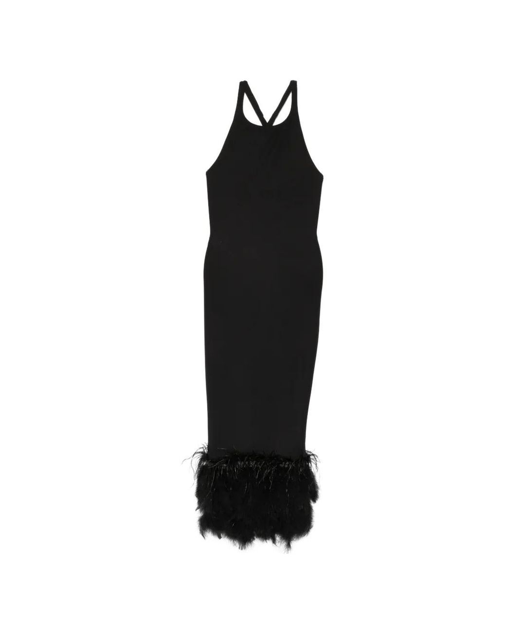Vestiaire d'un Oiseau Libre Black Feather-Trim Crossover-Strap Dress