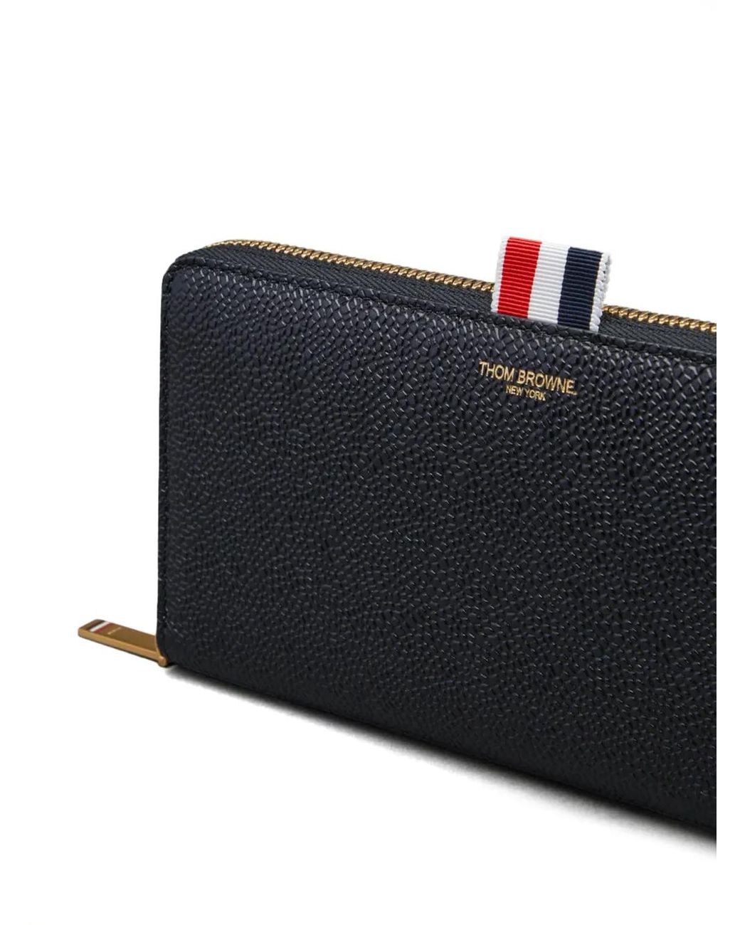 Thom Browne Black Pebble-Grain Long Zip Wallet