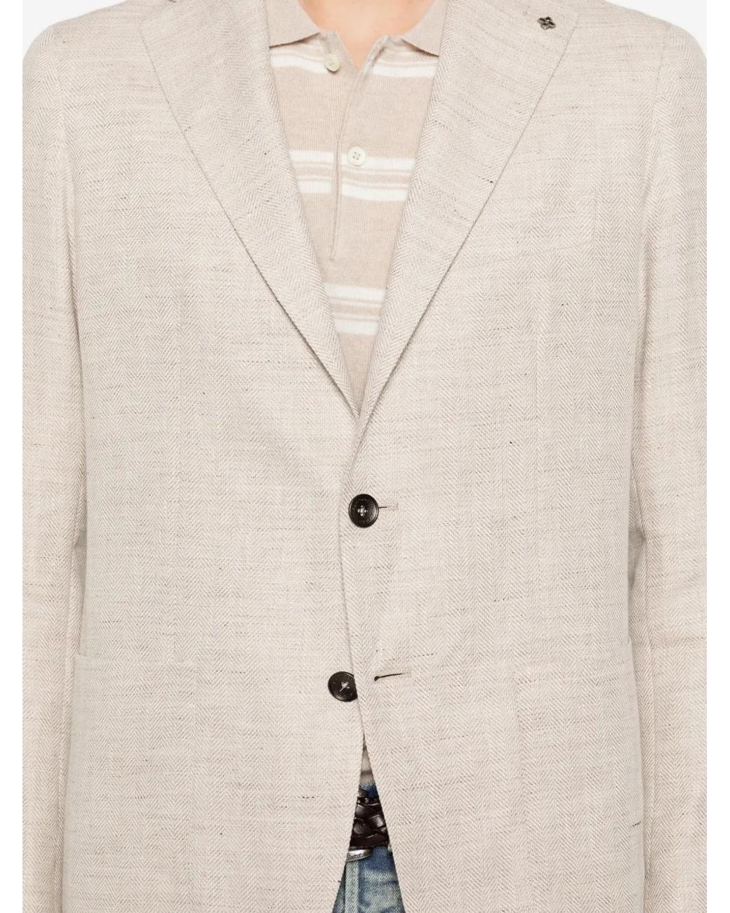 Tagliatore White Button-Fastening Blazer for men