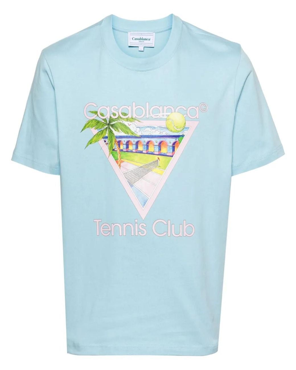 Casablanca Blue Cotton Tennis Club Print T-shirt for men