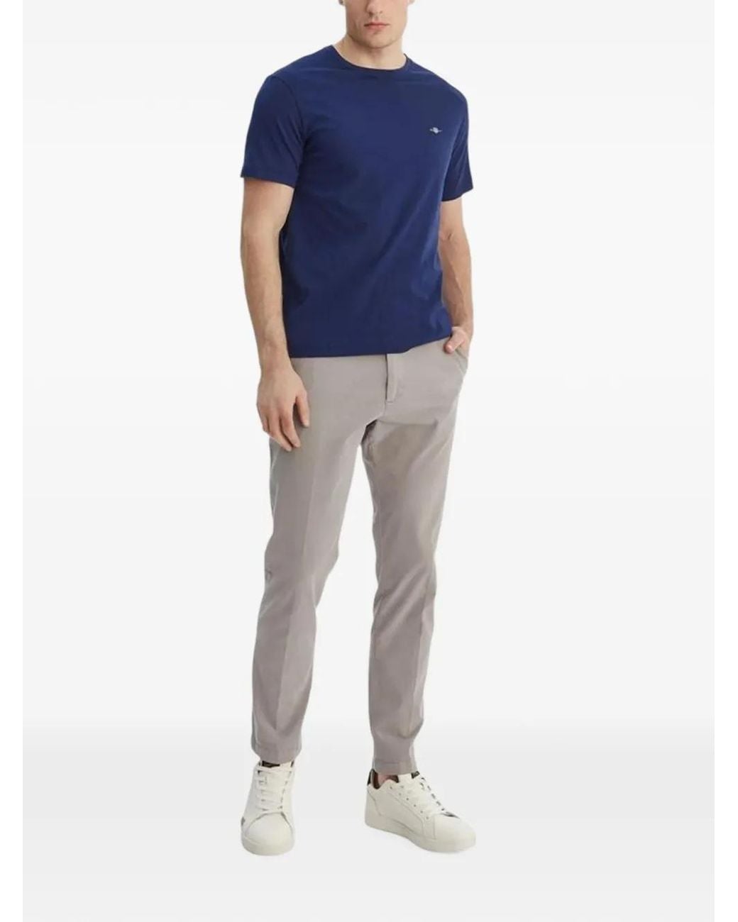 Gant Blue Logo-Embroidered T-Shirt for men