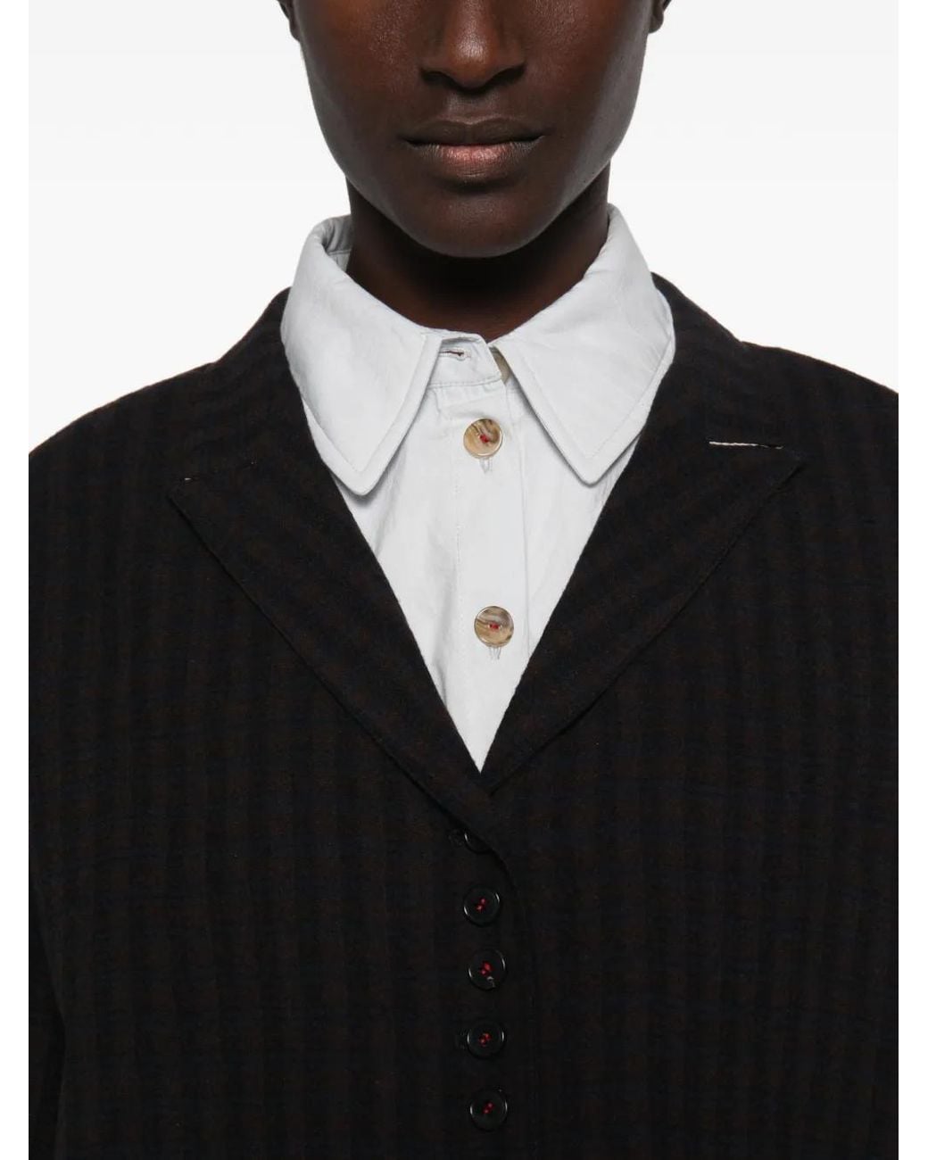 SOH Black Check-Pattern Button-Down Blazer