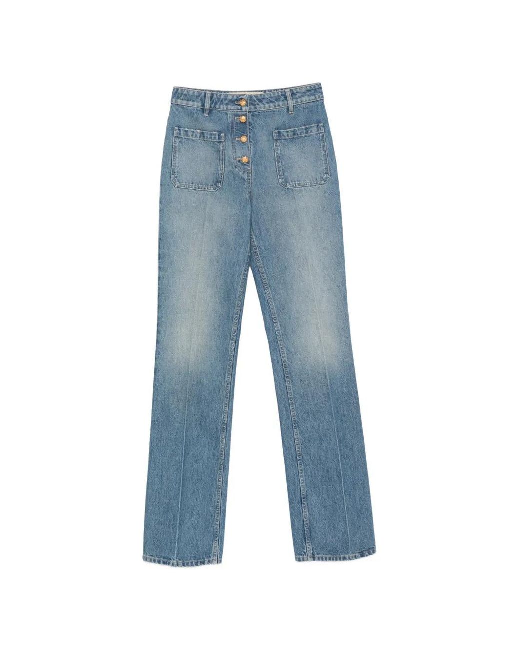Valentino Garavani Blue Button-Up Patch-Pocket Jeans